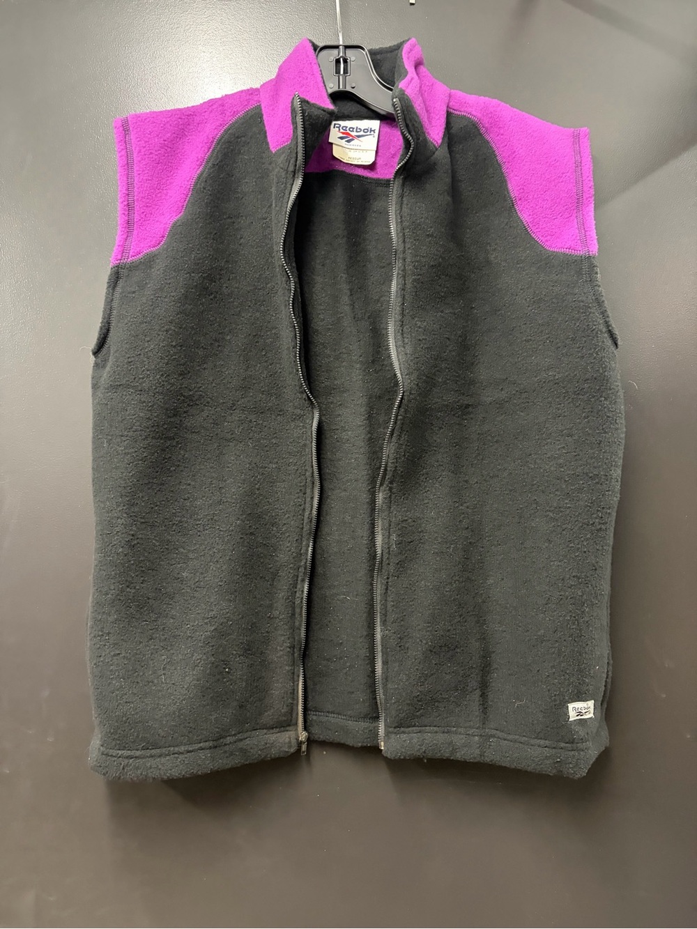 Vintage Reebok Black and Purple Fleece Vest